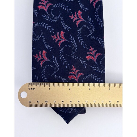 SMITHSONIAN Made in Italy 100% SILK Neck Tie Blue Red Floral Print - Picture 6 of 6